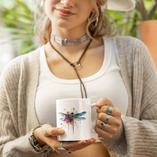 Lebendige Wasserfarbendragonfly Kaffeetasse