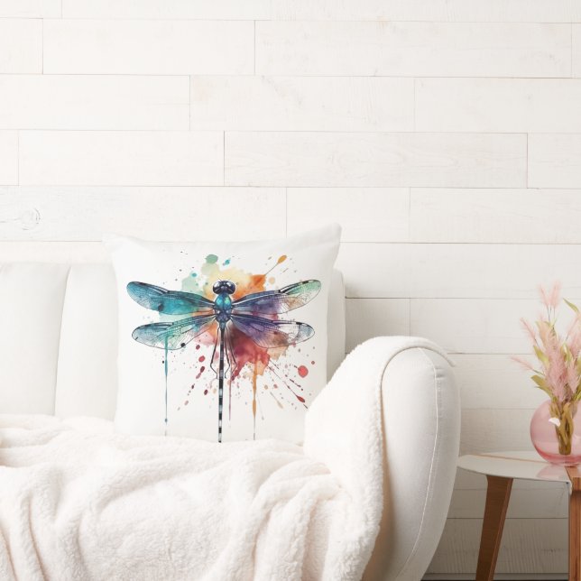 Lebendige Wasserfarbendragonfly Kissen (Liege)