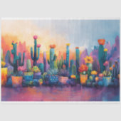 Lebendige Wasserfarbenkaktus und Blume Dekoupage Seidenpapier (Vorderseite)