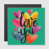 Lebendige Wasserfarbenliebe: handgeschriebene "Ich Magnetkarte (Vorne/Hinten)