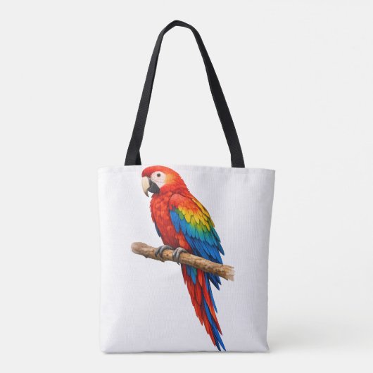 Lebendige Wasserfarbentüte mit Scharlachara Tasche (Rückseite)