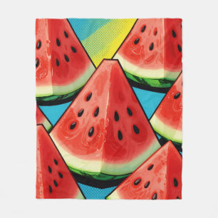 Lebendige Wassermelonen-Scheiben Pop Art Fleecedecke
