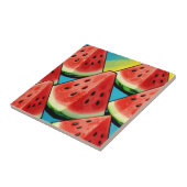Lebendige Wassermelonen-Scheiben Pop Art Fliese (Seite)