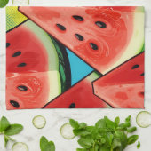 Lebendige Wassermelonen-Scheiben Pop Art Geschirrtuch (Gefaltet)