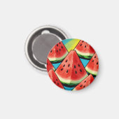 Lebendige Wassermelonen-Scheiben Pop Art Magnet (Vorderseite/Rückseite)