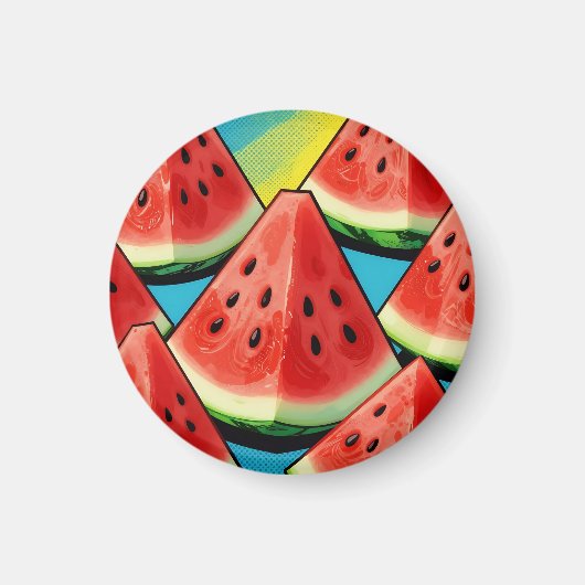 Lebendige Wassermelonen-Scheiben Pop Art Magnet (Vorne)