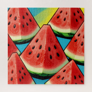 Lebendige Wassermelonen-Scheiben Pop Art Puzzle