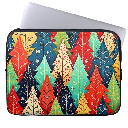 Lebendige Weihnachtsbaum-Muster-Kunst Laptopschutzhülle (Vorderseite)