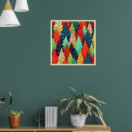 Lebendige Weihnachtsbaum-Muster-Kunst Poster