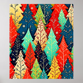 Lebendige Weihnachtsbaum-Muster-Kunst Poster