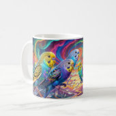 Lebendige Wellensittiche. Tasse (Vorderseite Links)