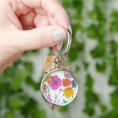 Lebendige Whimsical Bemalte Blumen Schlüsselanhänger (Hand)