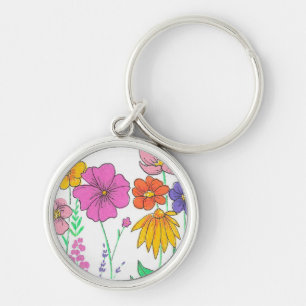 Lebendige Whimsical Bemalte Blumen Schlüsselanhänger