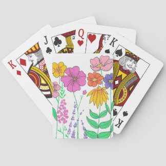 Lebendige Whimsical Bemalte Blumen Spielkarten