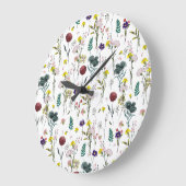 Lebendige Wildblume Große Wanduhr (Winkel)