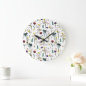 Lebendige Wildblume Große Wanduhr (Zuhause)