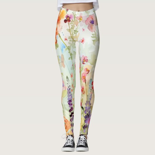 Lebendige Wildblume Leggings (Vorderseite)