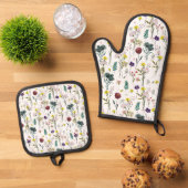 Lebendige Wildblume Ofenhandschuh & Topflappen-Set (Oben Unten)