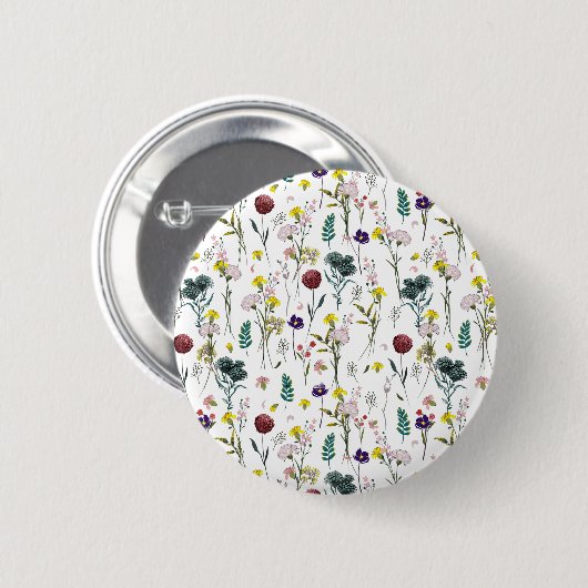 Lebendige Wildblumen Button (Vorne & Hinten)