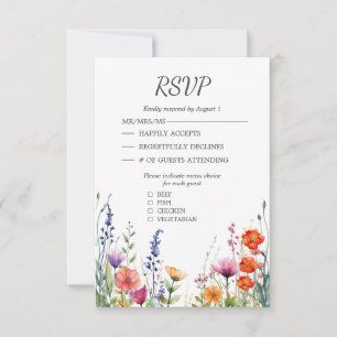 Lebendige Wildblumen Elegante Hochzeits-RSVP-Karte RSVP Karte