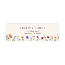 Lebendige Wildblumen Hochzeit Rücksendeadresse