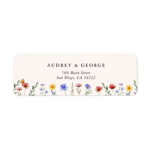 Lebendige Wildblumen Hochzeit Rücksendeadresse (Vorne)