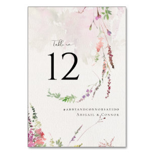 Lebendige Wildblumen Pink Violett Gelb Tischnummer