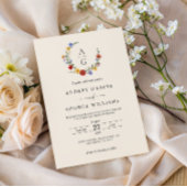 Lebendige Wildblumen-Wappen-Hochzeitseinladung Einladung