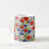 Lebendige Wildblumenwiese-Mug-Wrap Kaffeetasse (Vorderseite Links)