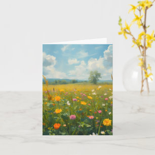 Lebendige Wildblumenwiese Ölmalerei-Stil Flora Karte