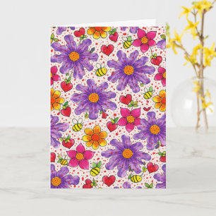 Lebendige Wildblütenblüten Karte