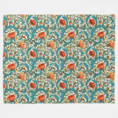 Lebendige William Morris Timeless Floral Elegance Fleecedecke (Vorderseite (Horizontal))