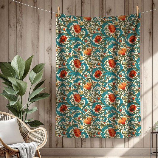 Lebendige William Morris Timeless Floral Elegance Fleecedecke