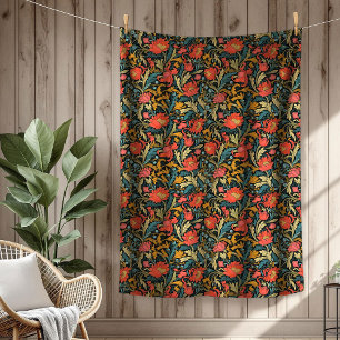 Lebendige William Morris Timeless Floral Elegance Fleecedecke