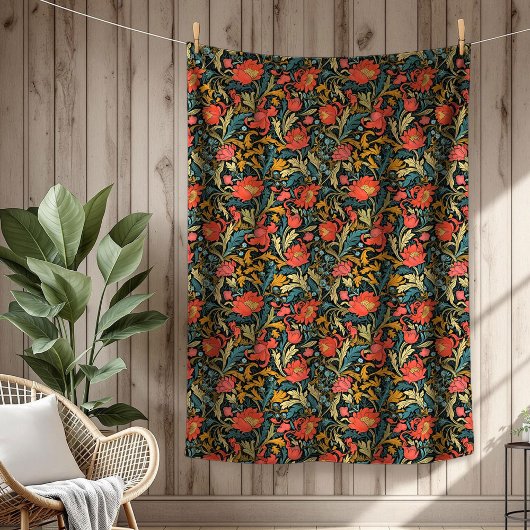 Lebendige William Morris Timeless Floral Elegance Fleecedecke