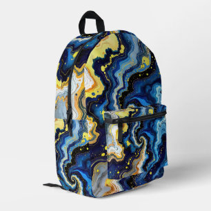 Lebendige Wirbel aus Blau und Gold 1 Bedruckter Rucksack