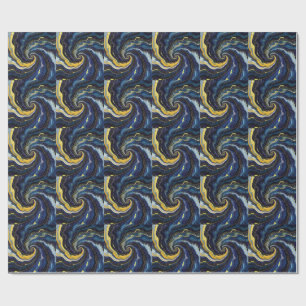 Lebendige Wirbel aus Blau und Gold 2 Geschenkpapier
