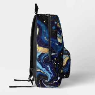 Lebendige Wirbel aus Blau und Gold 3 Bedruckter Rucksack