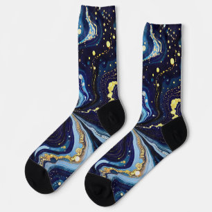Lebendige Wirbel aus Blau und Gold 3 Socken