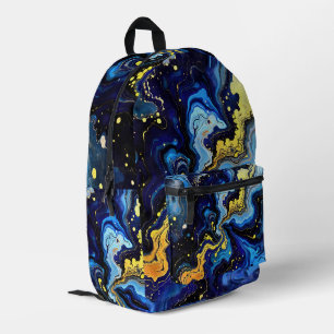 Lebendige Wirbel aus Blau und Gold 4 Bedruckter Rucksack