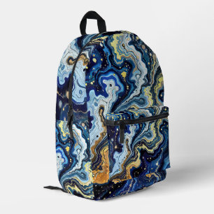 Lebendige Wirbel aus Blau und Gold 5 Bedruckter Rucksack
