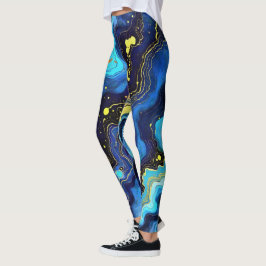 Lebendige Wirbel aus Blau und Gold 7 Leggings