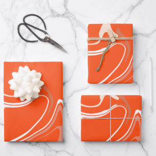 Lebendige Wirbel der orangen Abstraktion Geschenkpapier Set