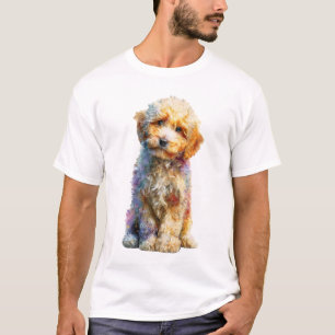 Lebendige Wirbelfell Golden Doodle Welpen Männer T-Shirt