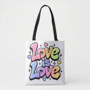 Lebendige Y2K-Regenbogen-Graffiti-Liebe-ist-Liebe- Tasche