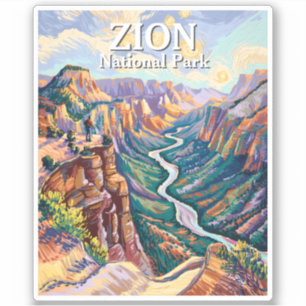 Lebendige Zion National Park Canyon Fluss Wanderun Aufkleber