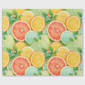Lebendige Zitronenscheibe Wasserfarben-Wrap Geschenkpapier (Flach)