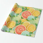 Lebendige Zitronenscheibe Wasserfarben-Wrap Geschenkpapier (Ungerollt)