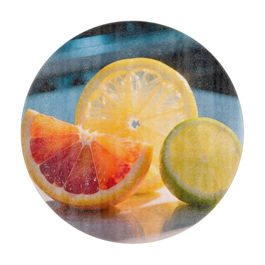 Lebendige Zitrus Scheiben Grapefruit Zitrone Limet Schneidebrett (Vorderseite)