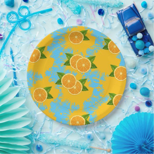 Lebendige Zitrus-Spritzer-Papierteller Pappteller (Party)